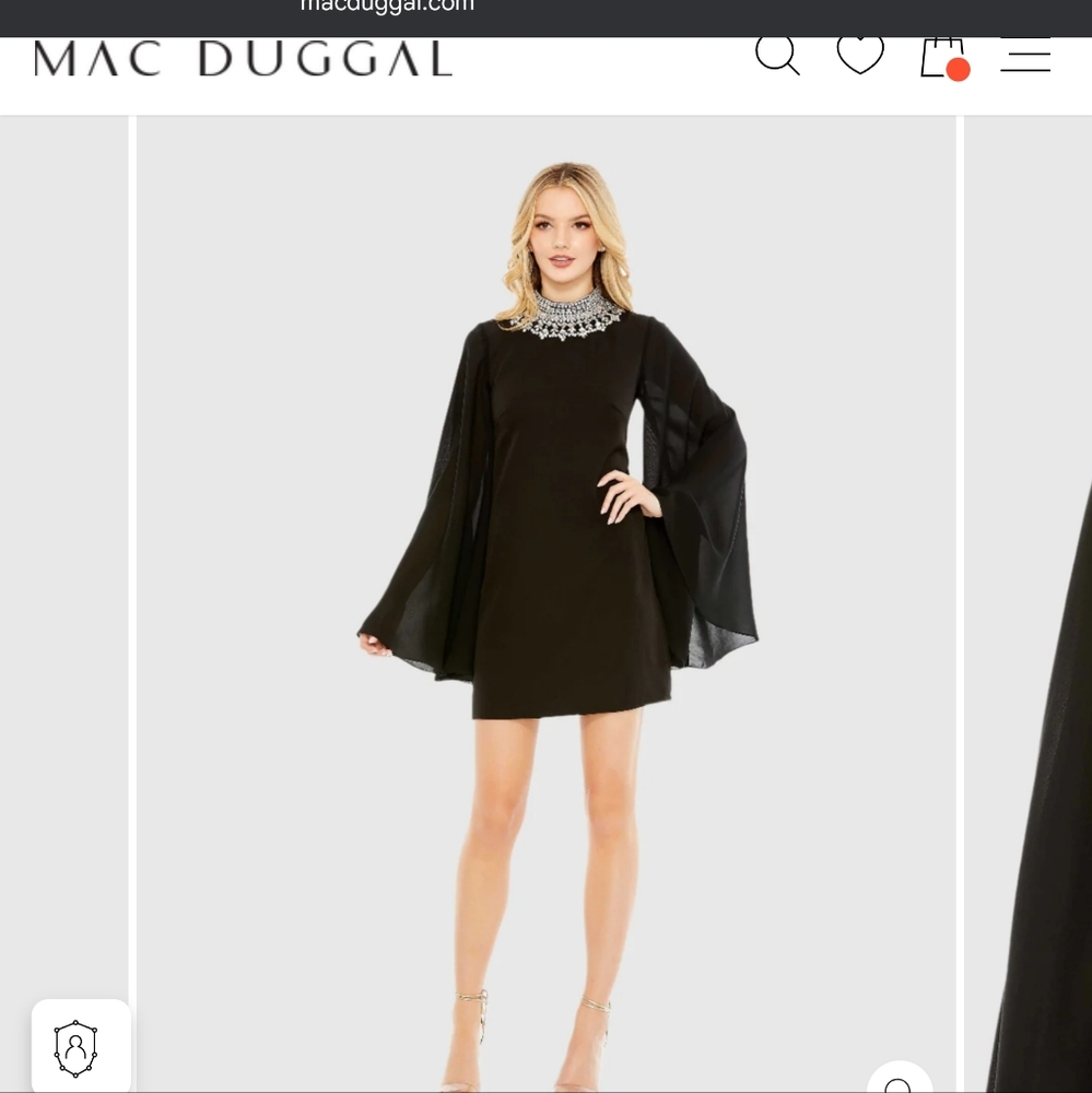 IEENA for Mac Duggal Black Mini dress with flowy sleeve Size 14